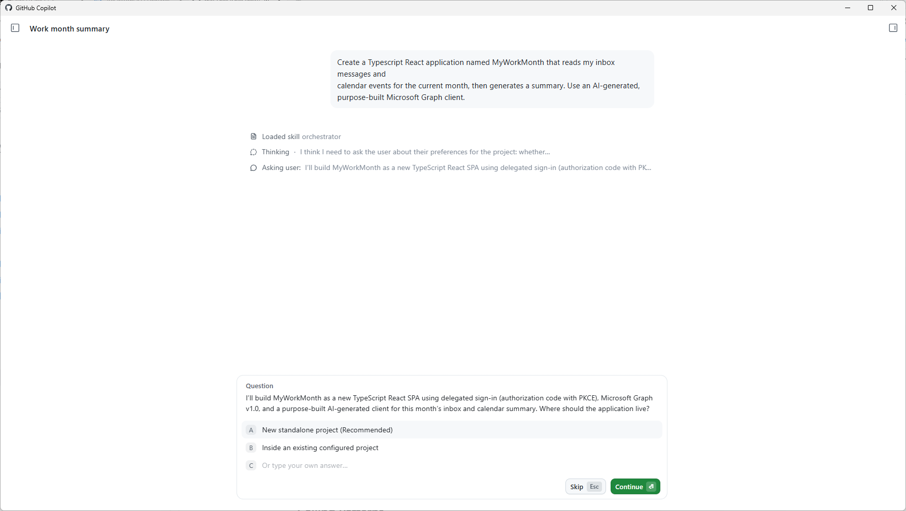 Generating the React application and focused Graph client